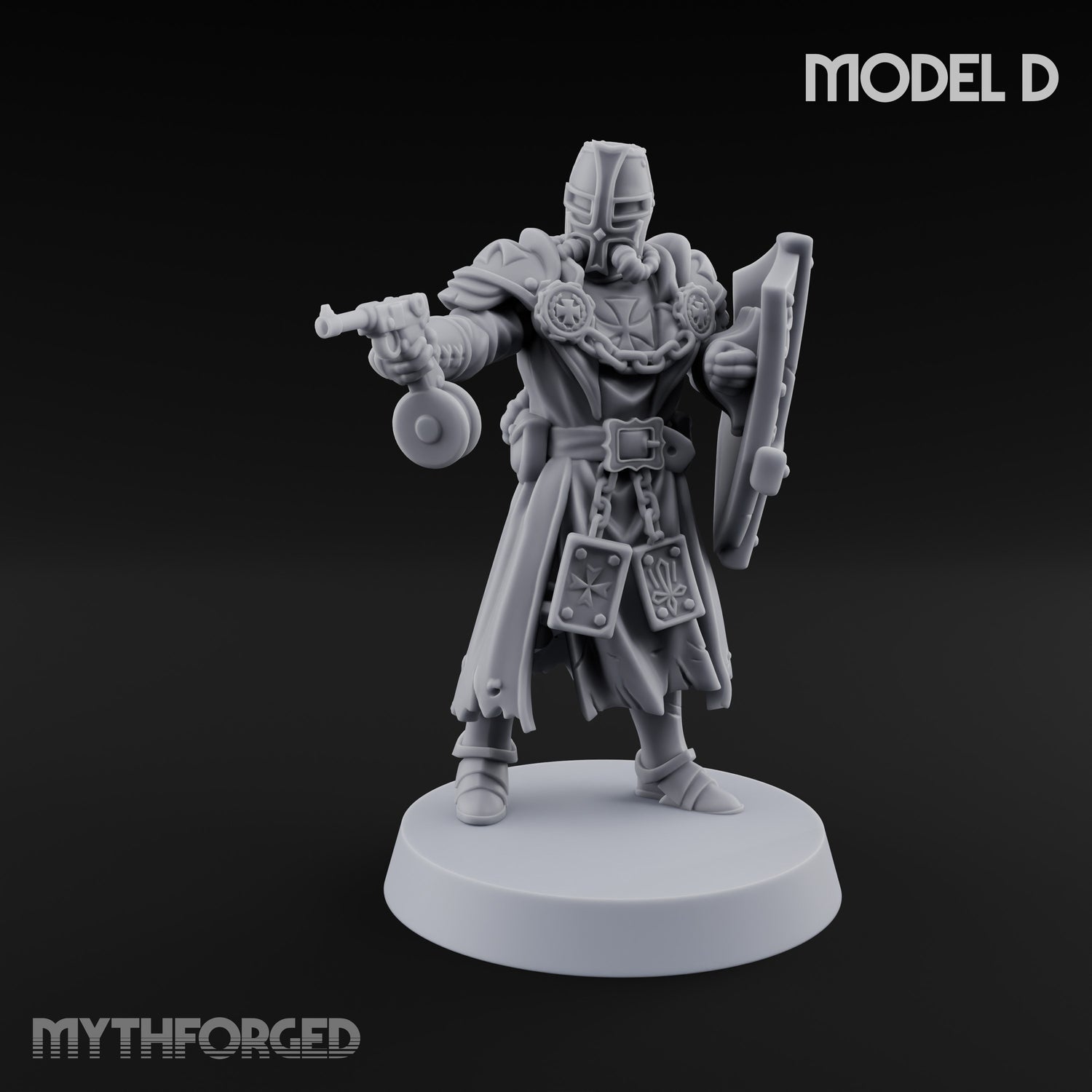 Rifle Bearing Steampunk Templar D Miniature for Dungeons and Dragons, Pathfinder or other TTRPGs