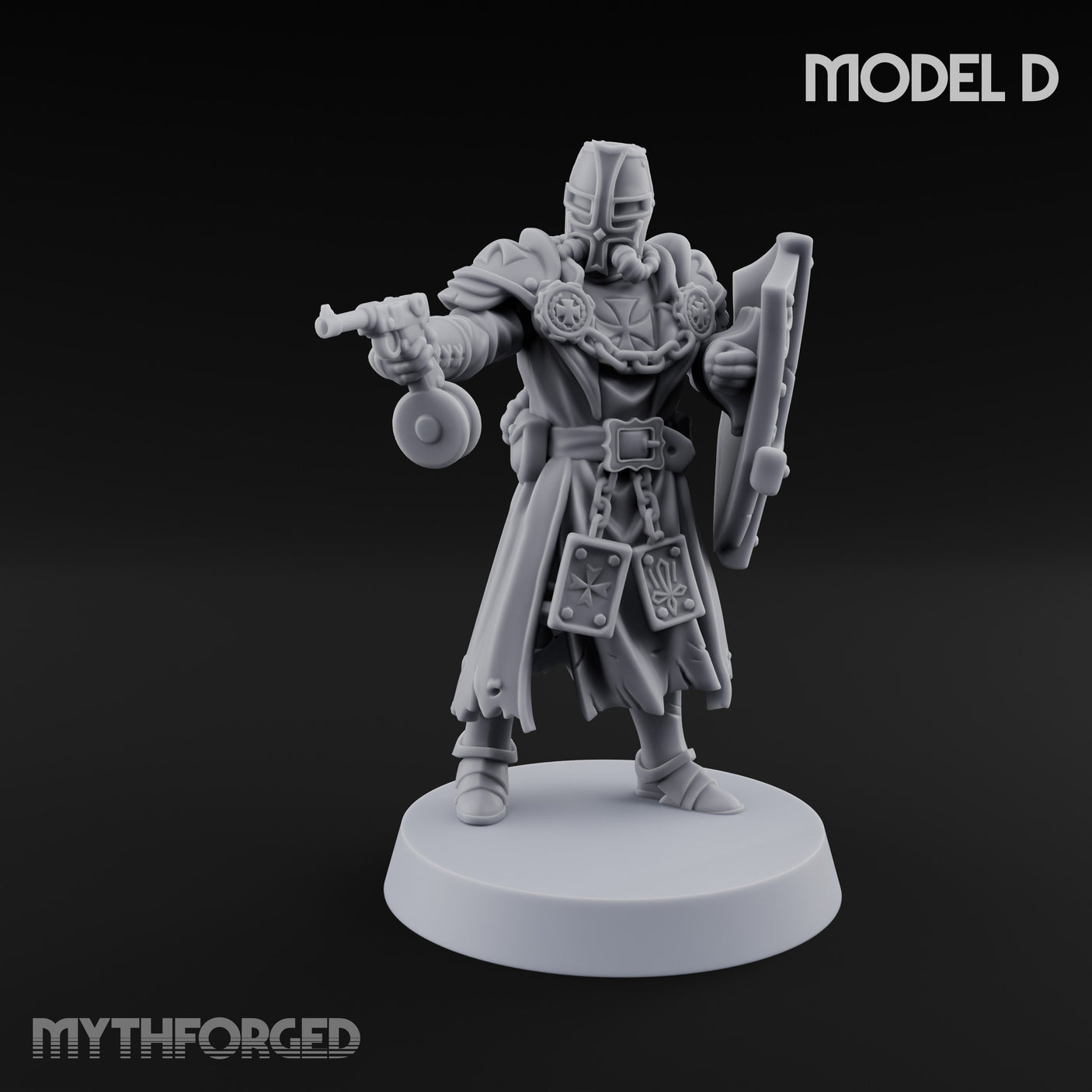 Rifle Bearing Steampunk Templar D Miniature for Dungeons and Dragons, Pathfinder or other TTRPGs