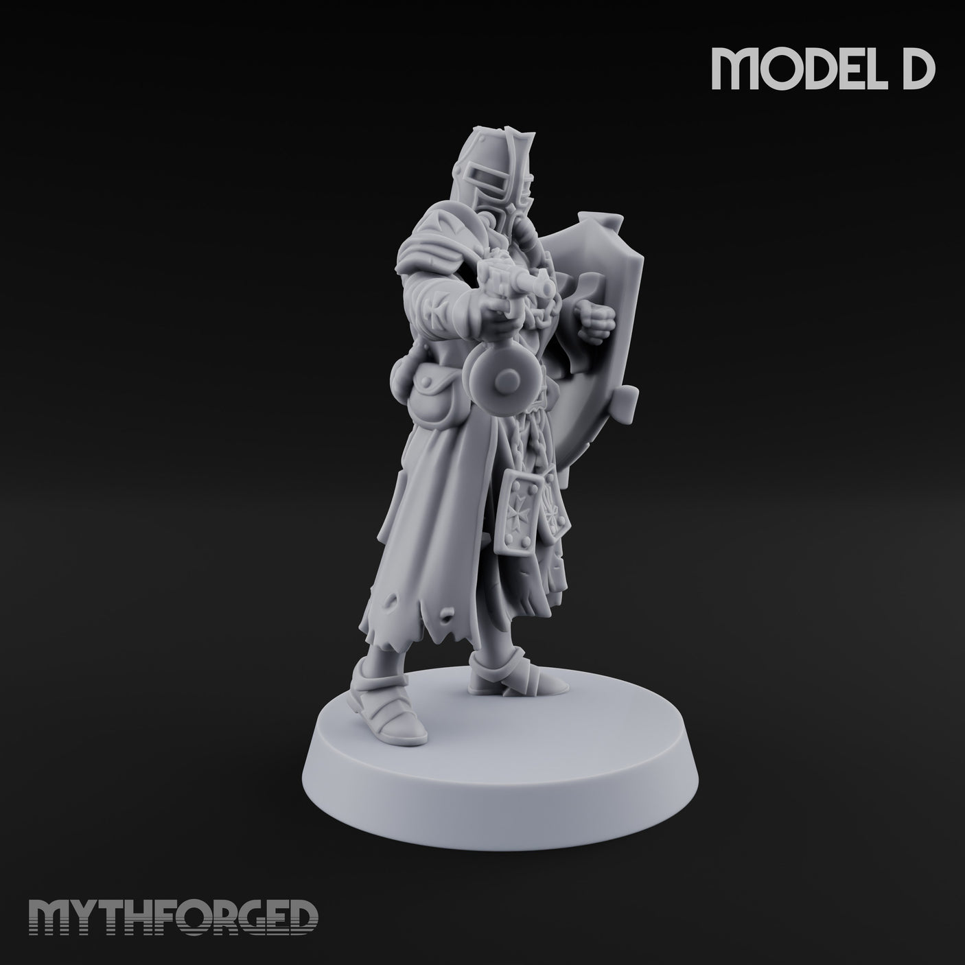 Rifle Bearing Steampunk Templar D Miniature for Dungeons and Dragons, Pathfinder or other TTRPGs