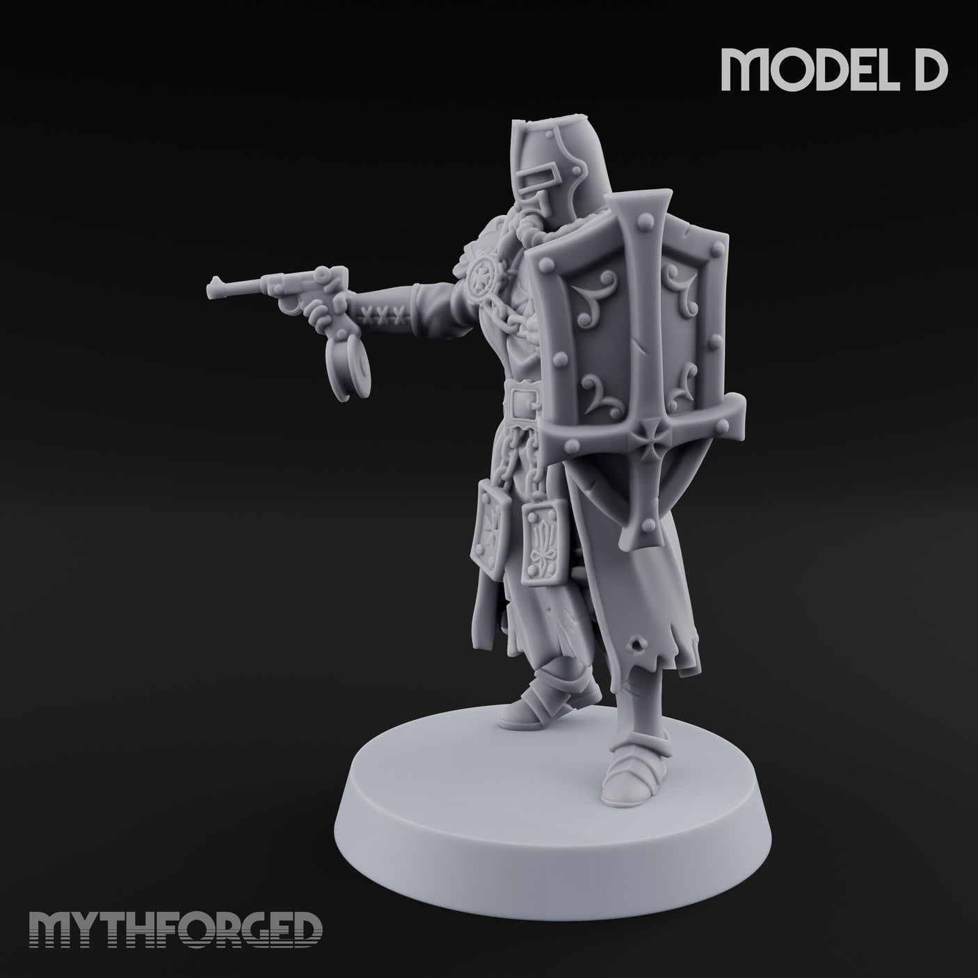 Rifle Bearing Steampunk Templar D Miniature for Dungeons and Dragons, Pathfinder or other TTRPGs
