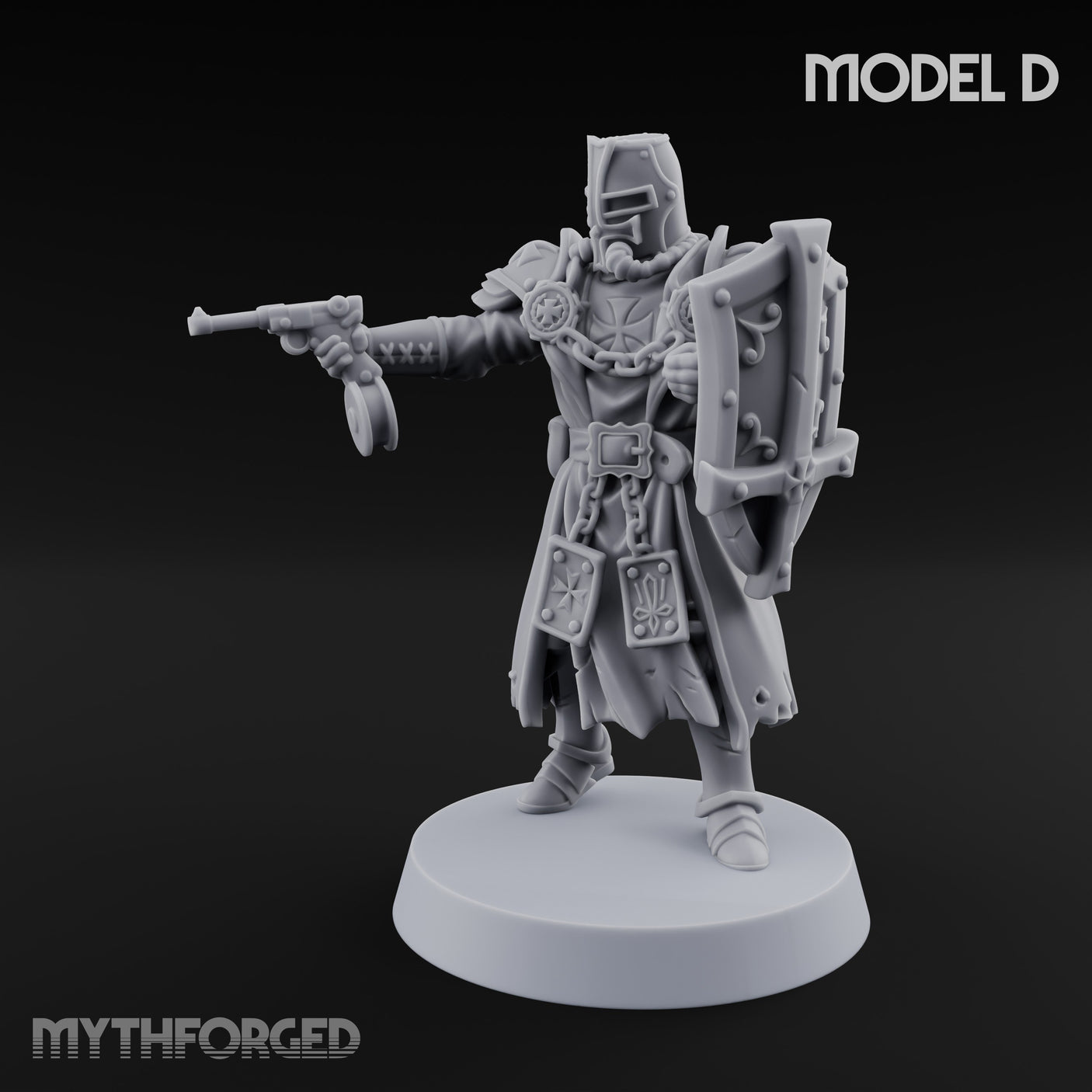 Rifle Bearing Steampunk Templar D Miniature for Dungeons and Dragons, Pathfinder or other TTRPGs