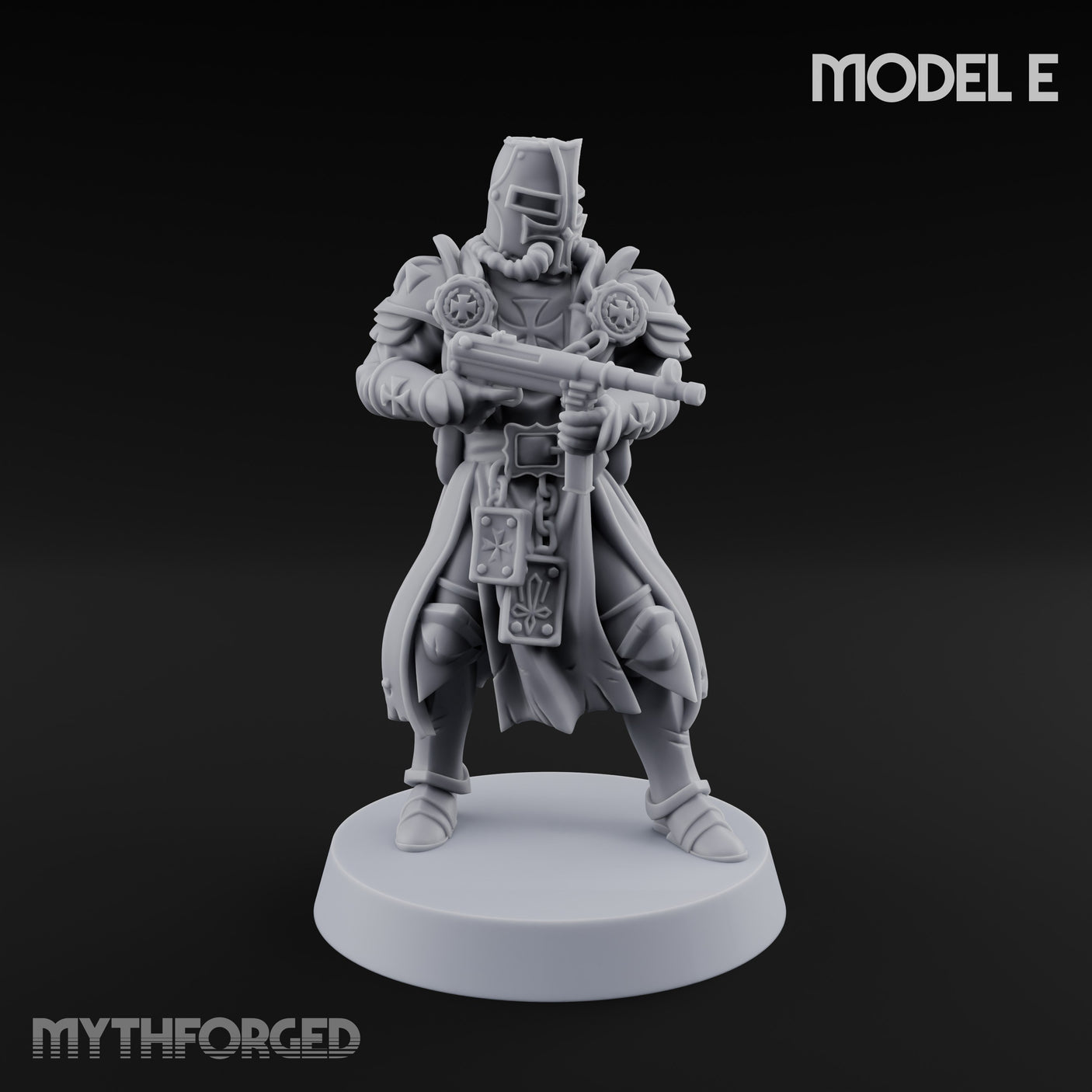 Rifle Bearing Steampunk Templar E Miniature for Dungeons and Dragons, Pathfinder or other TTRPGs