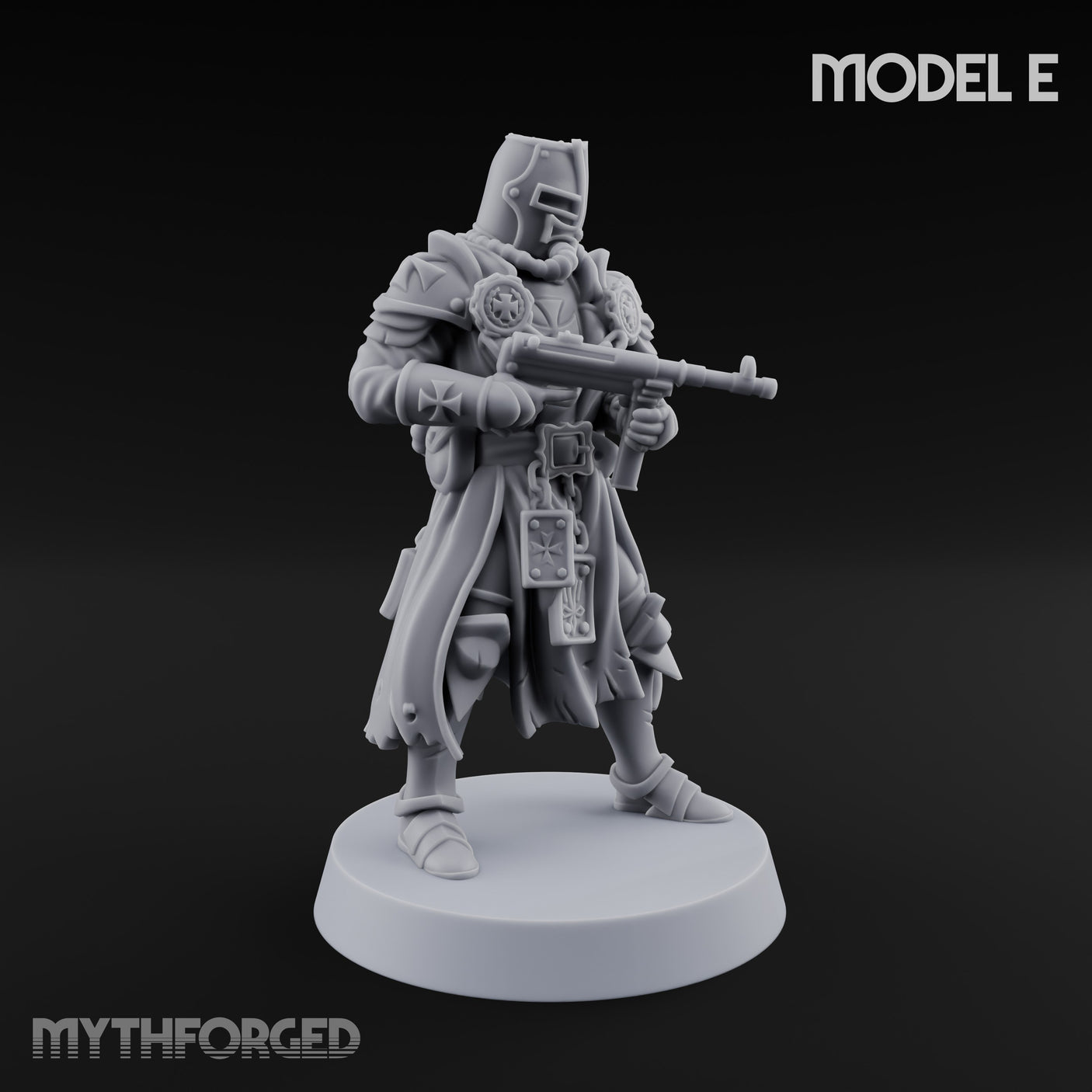 Rifle Bearing Steampunk Templar E Miniature for Dungeons and Dragons, Pathfinder or other TTRPGs