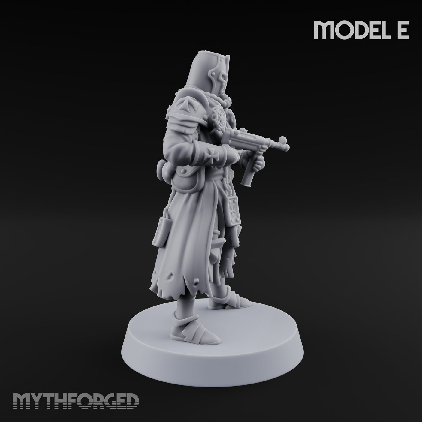Rifle Bearing Steampunk Templar E Miniature for Dungeons and Dragons, Pathfinder or other TTRPGs