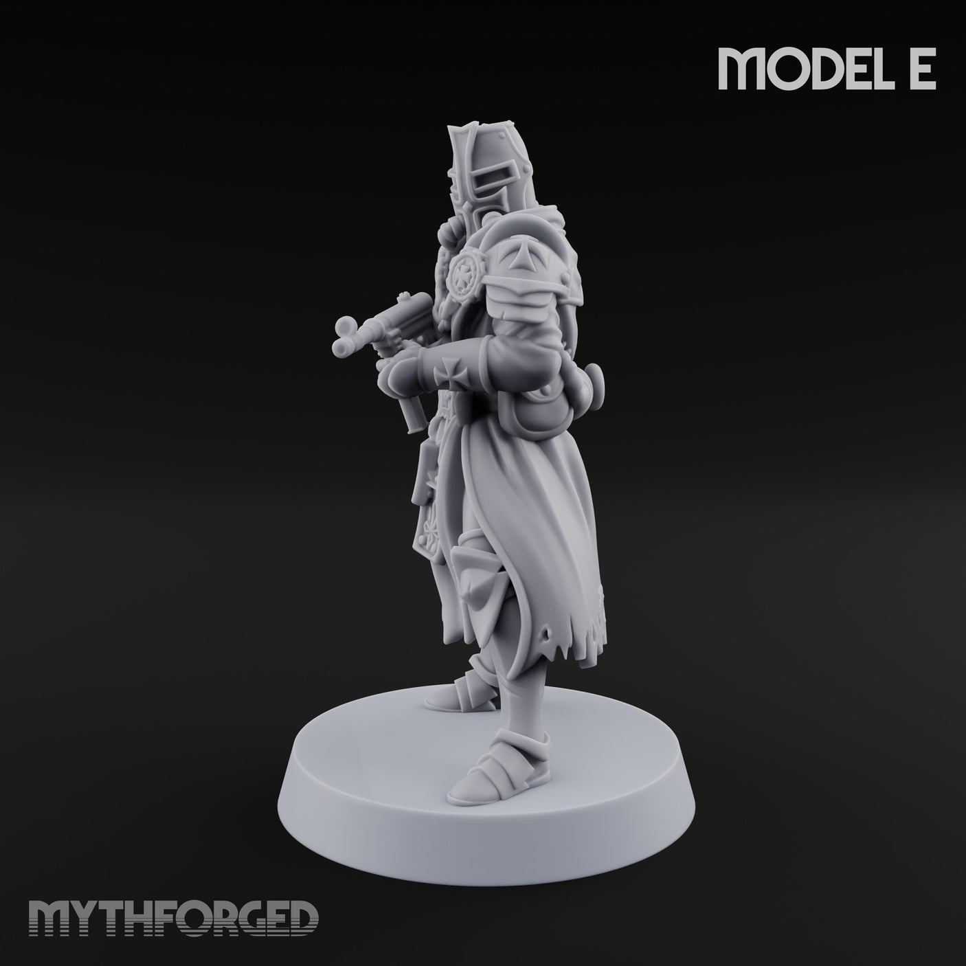 Rifle Bearing Steampunk Templar E Miniature for Dungeons and Dragons, Pathfinder or other TTRPGs