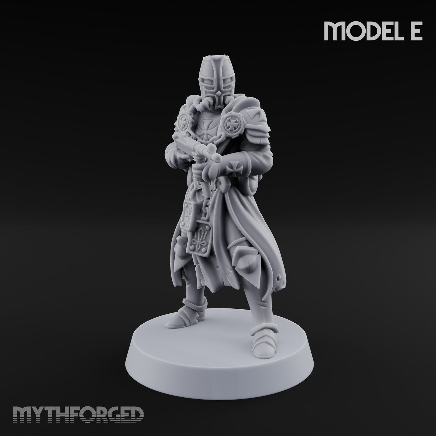 Rifle Bearing Steampunk Templar E Miniature for Dungeons and Dragons, Pathfinder or other TTRPGs