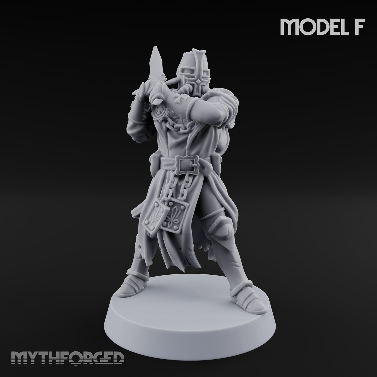 Rifle Bearing Steampunk Templar F Miniature for Dungeons and Dragons, Pathfinder or other TTRPGs