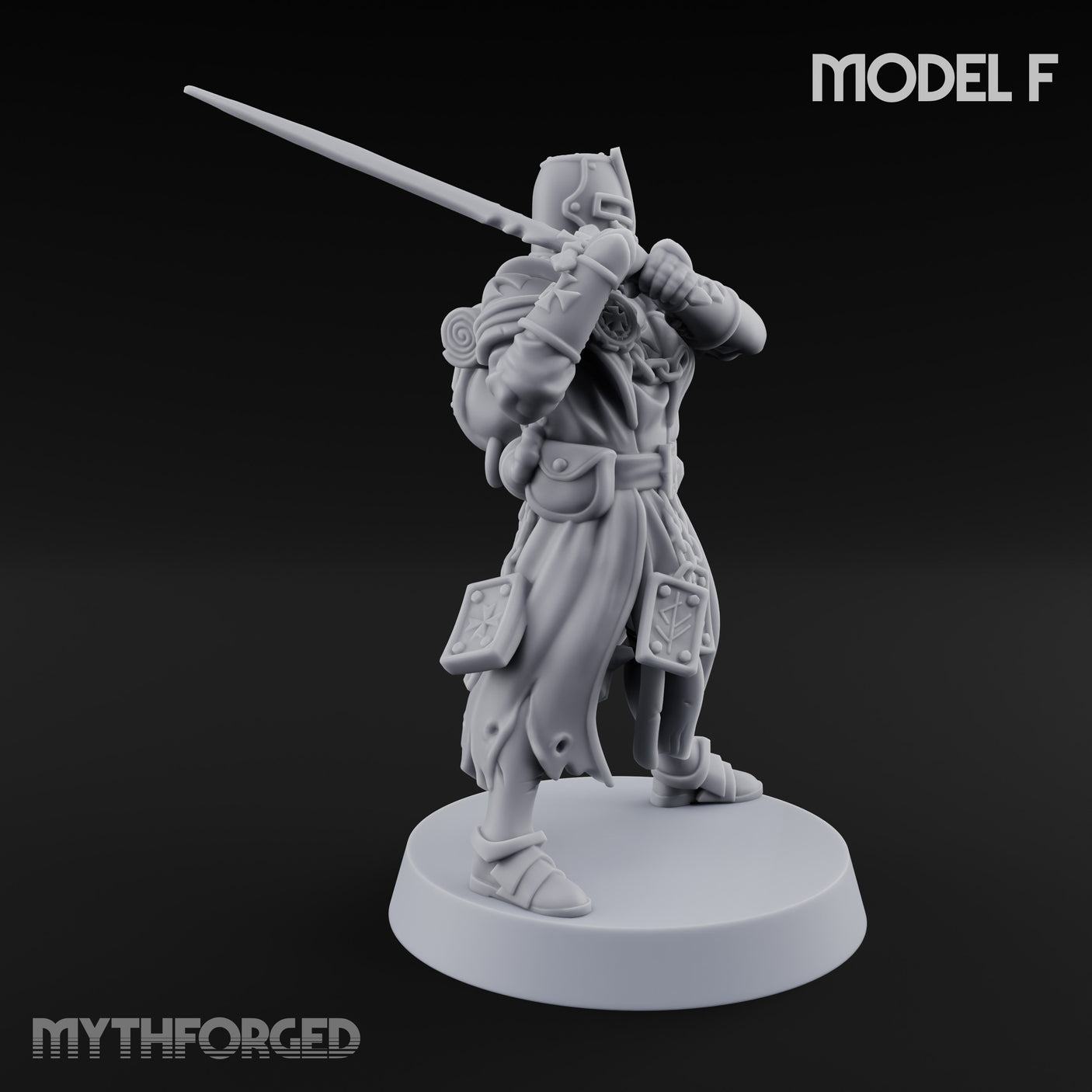 Rifle Bearing Steampunk Templar F Miniature for Dungeons and Dragons, Pathfinder or other TTRPGs