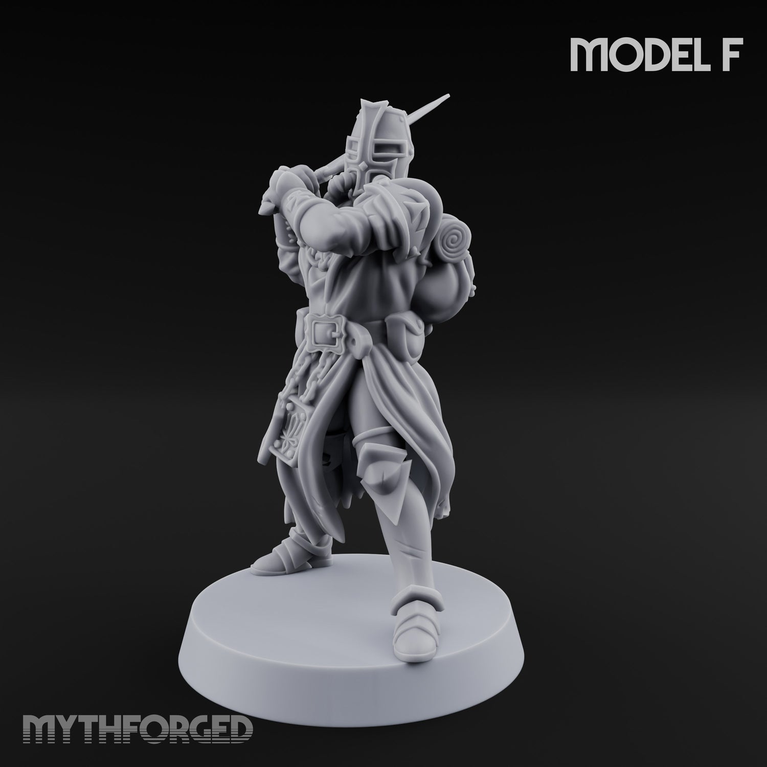 Rifle Bearing Steampunk Templar F Miniature for Dungeons and Dragons, Pathfinder or other TTRPGs