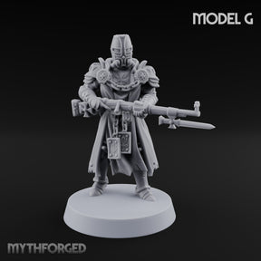 Rifle Bearing Steampunk Templar G Miniature for Dungeons and Dragons, Pathfinder or other TTRPGs