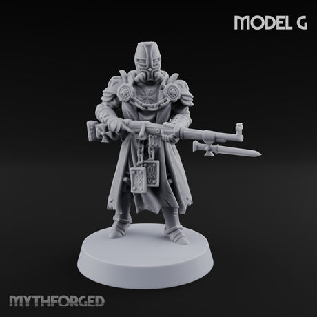Rifle Bearing Steampunk Templar G Miniature for Dungeons and Dragons, Pathfinder or other TTRPGs