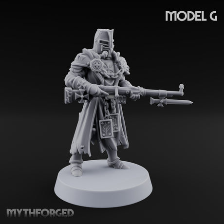 Rifle Bearing Steampunk Templar G Miniature for Dungeons and Dragons, Pathfinder or other TTRPGs