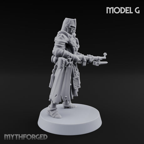 Rifle Bearing Steampunk Templar G Miniature for Dungeons and Dragons, Pathfinder or other TTRPGs