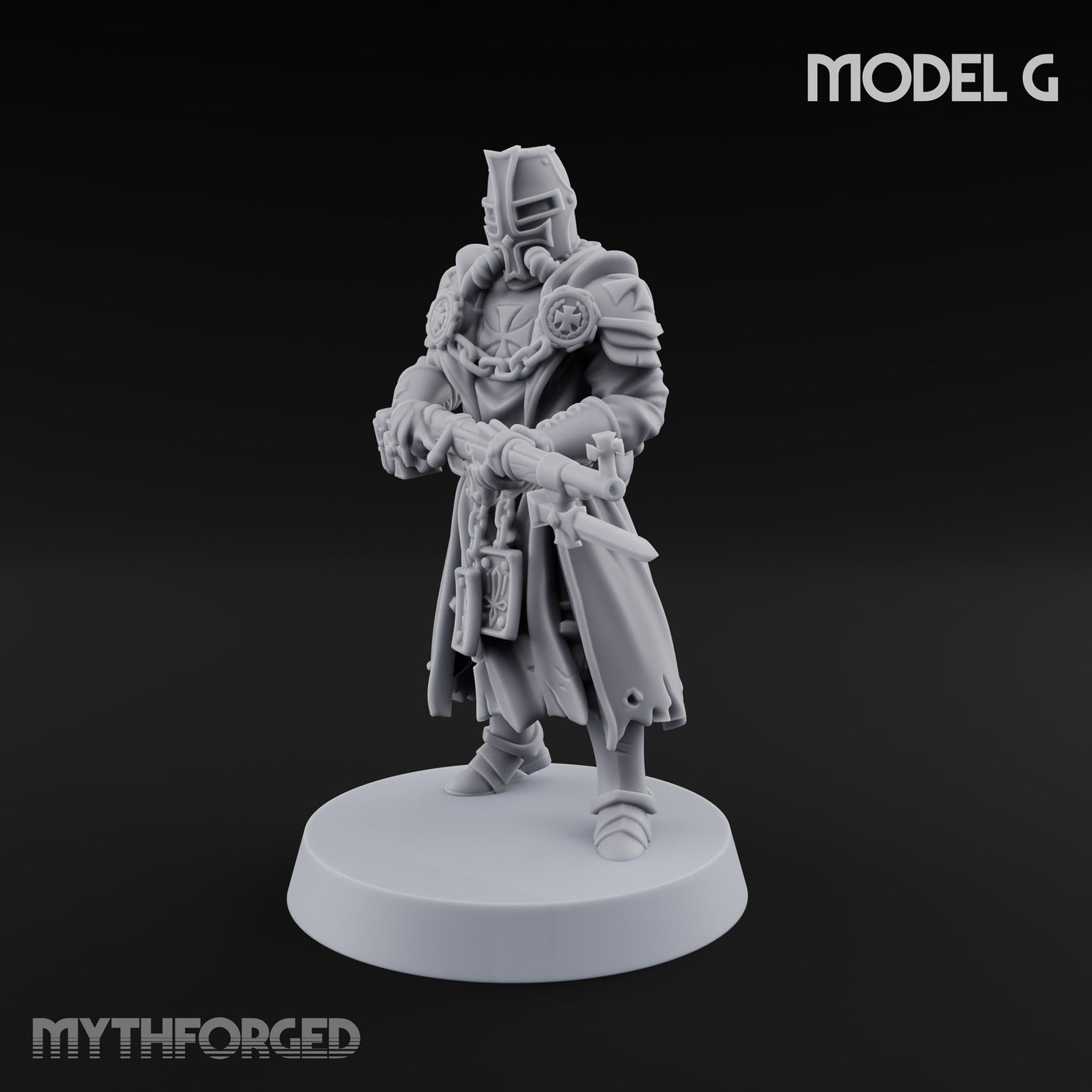 Rifle Bearing Steampunk Templar G Miniature for Dungeons and Dragons, Pathfinder or other TTRPGs