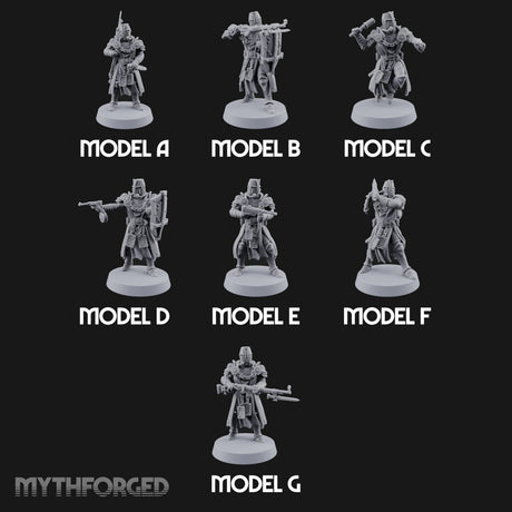 Rifle Bearing Steampunk Templars Miniature for Dungeons and Dragons, Pathfinder or other TTRPGs
