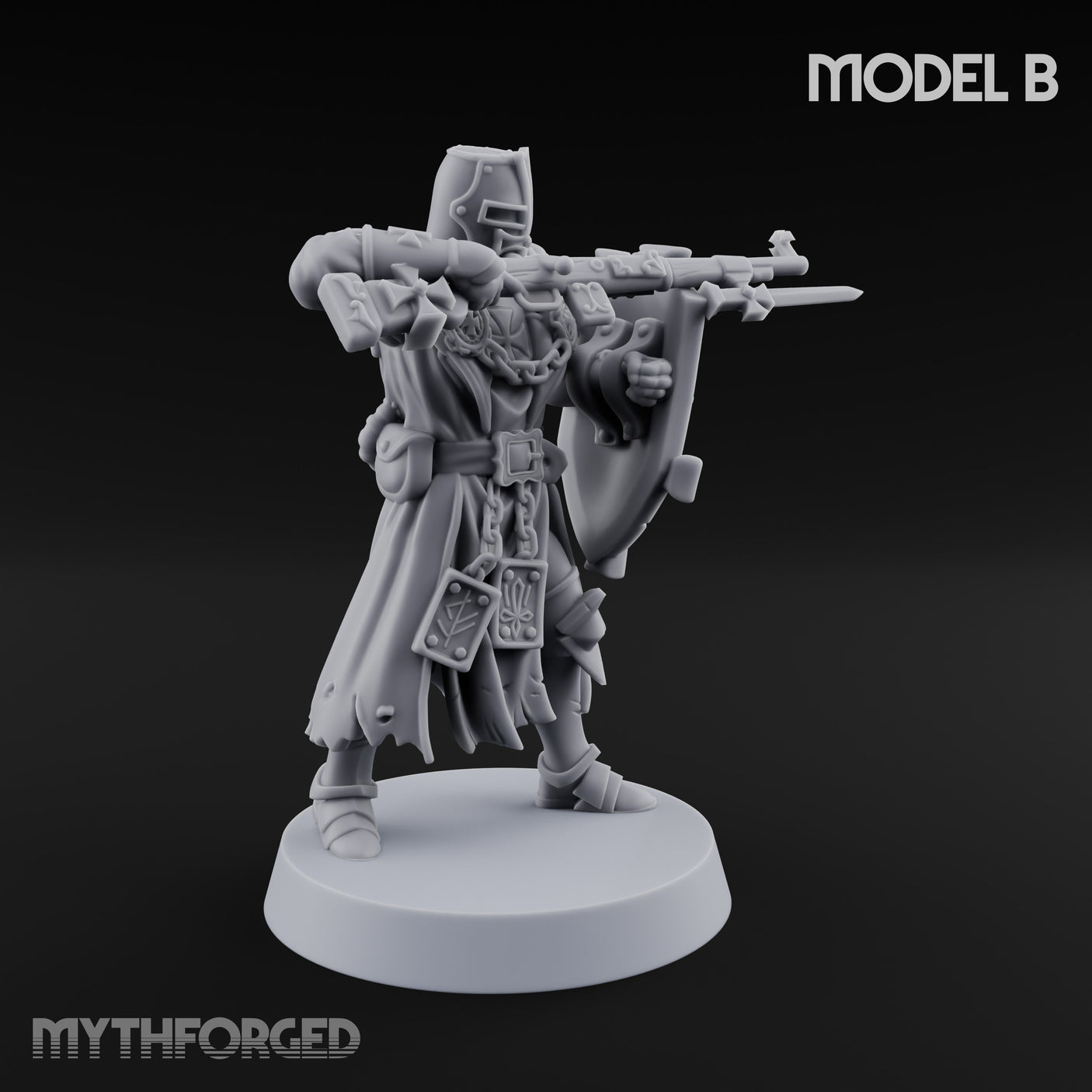 Rifle Bearing Steampunk Templars Miniature for Dungeons and Dragons, Pathfinder or other TTRPGs