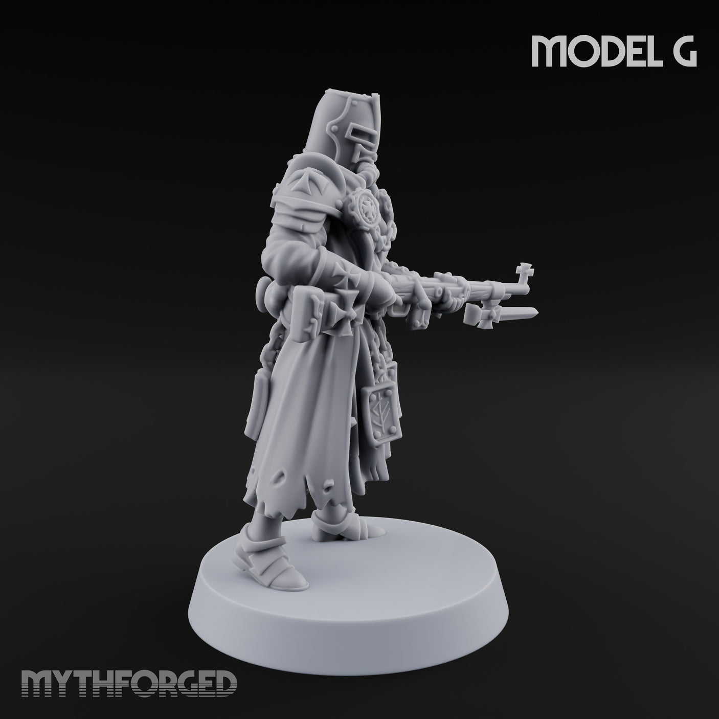 Rifle Bearing Steampunk Templars Miniature for Dungeons and Dragons, Pathfinder or other TTRPGs