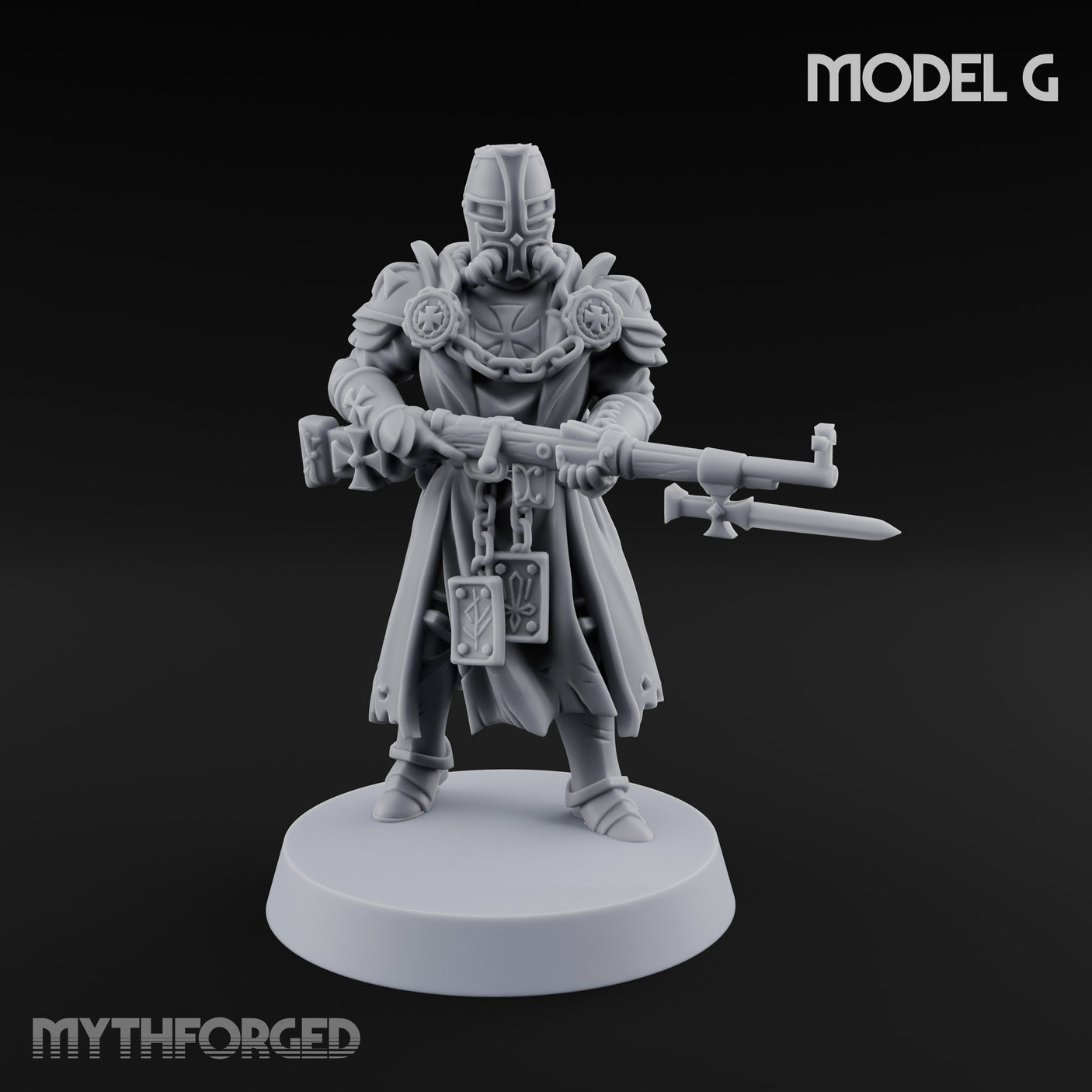 Rifle Bearing Steampunk Templars Miniature for Dungeons and Dragons, Pathfinder or other TTRPGs