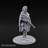 Rifle-Cradling Cloak-Wrapped Human Wanderer Miniature for Dungeons and Dragons, Pathfinder or other TTRPGs