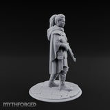 Rifle-Cradling Cloak-Wrapped Human Wanderer Miniature for Dungeons and Dragons, Pathfinder or other TTRPGs