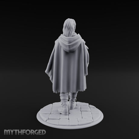 Rifle-Cradling Cloak-Wrapped Human Wanderer Miniature for Dungeons and Dragons, Pathfinder or other TTRPGs