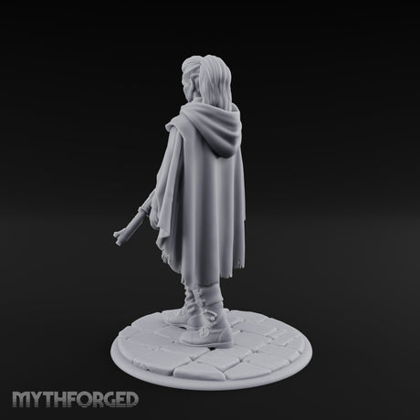 Rifle-Cradling Cloak-Wrapped Human Wanderer Miniature for Dungeons and Dragons, Pathfinder or other TTRPGs