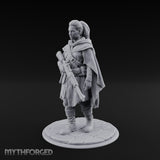 Rifle-Cradling Cloak-Wrapped Human Wanderer Miniature for Dungeons and Dragons, Pathfinder or other TTRPGs