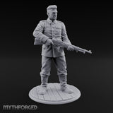 Rifle Cradling Human Resistance Fighter Miniature for Dungeons and Dragons, Pathfinder or other TTRPGs