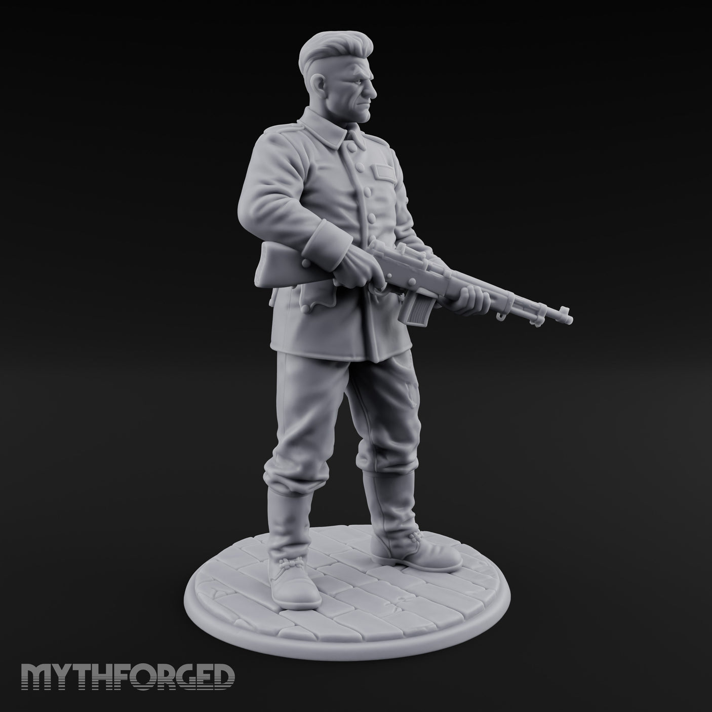 Rifle Cradling Human Resistance Fighter Miniature for Dungeons and Dragons, Pathfinder or other TTRPGs