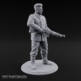 Rifle Cradling Human Resistance Fighter Miniature for Dungeons and Dragons, Pathfinder or other TTRPGs