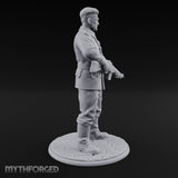 Rifle Cradling Human Resistance Fighter Miniature for Dungeons and Dragons, Pathfinder or other TTRPGs