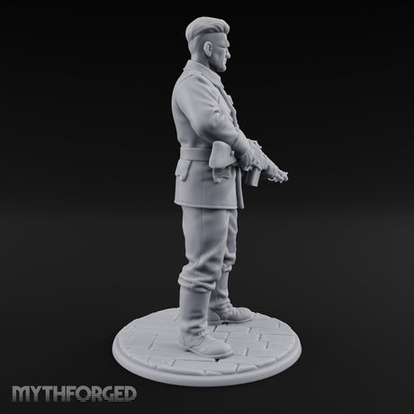 Rifle Cradling Human Resistance Fighter Miniature for Dungeons and Dragons, Pathfinder or other TTRPGs