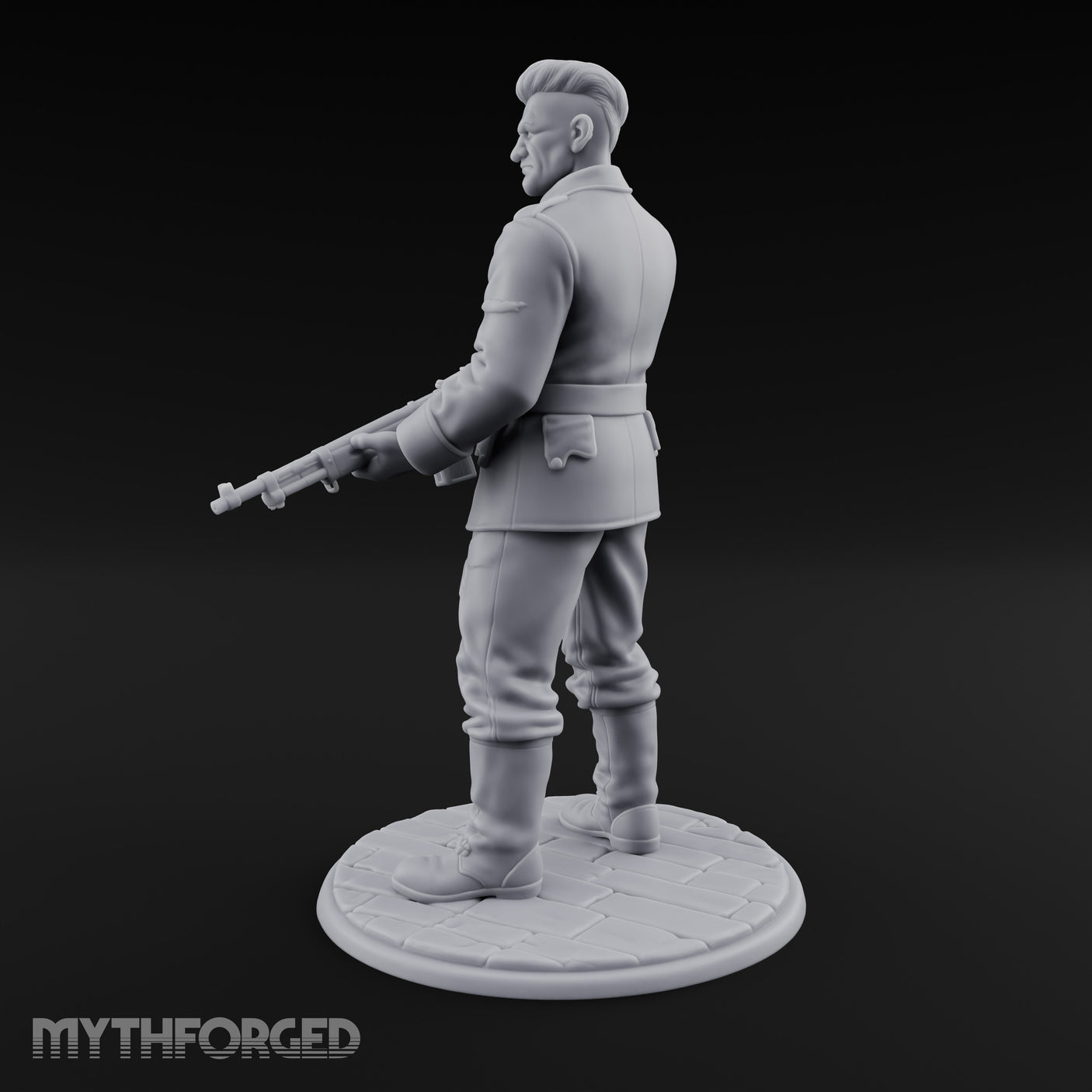 Rifle Cradling Human Resistance Fighter Miniature for Dungeons and Dragons, Pathfinder or other TTRPGs