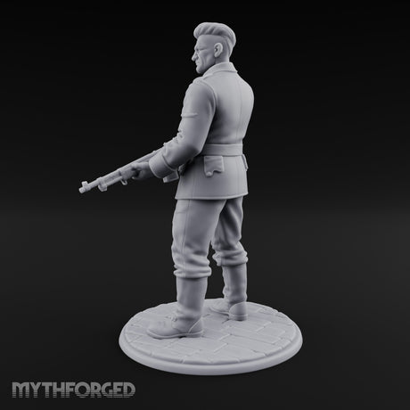 Rifle Cradling Human Resistance Fighter Miniature for Dungeons and Dragons, Pathfinder or other TTRPGs
