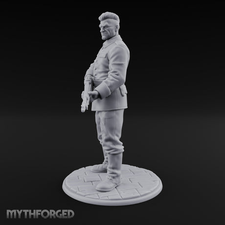 Rifle Cradling Human Resistance Fighter Miniature for Dungeons and Dragons, Pathfinder or other TTRPGs