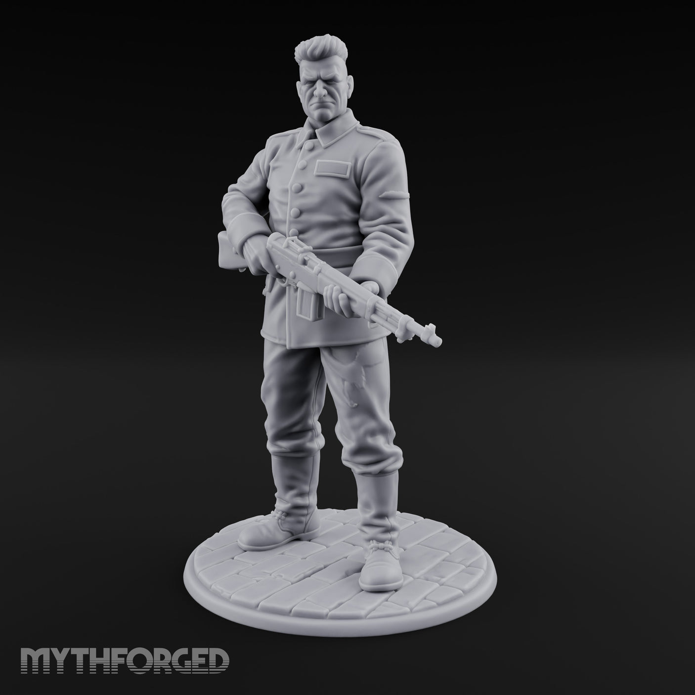 Rifle Cradling Human Resistance Fighter Miniature for Dungeons and Dragons, Pathfinder or other TTRPGs