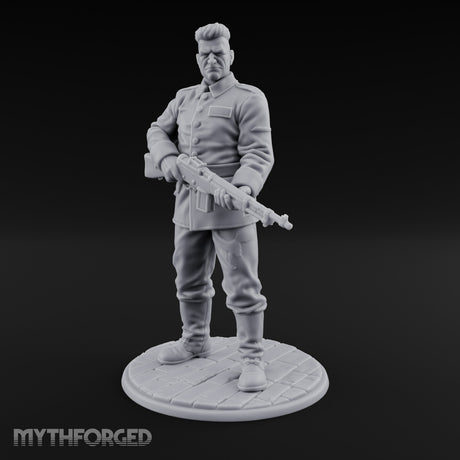 Rifle Cradling Human Resistance Fighter Miniature for Dungeons and Dragons, Pathfinder or other TTRPGs