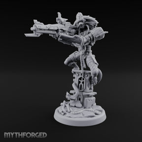 Rifle Levelling Ruin Perching Simian Sniper Miniature for Dungeons and Dragons, Pathfinder or other TTRPGs