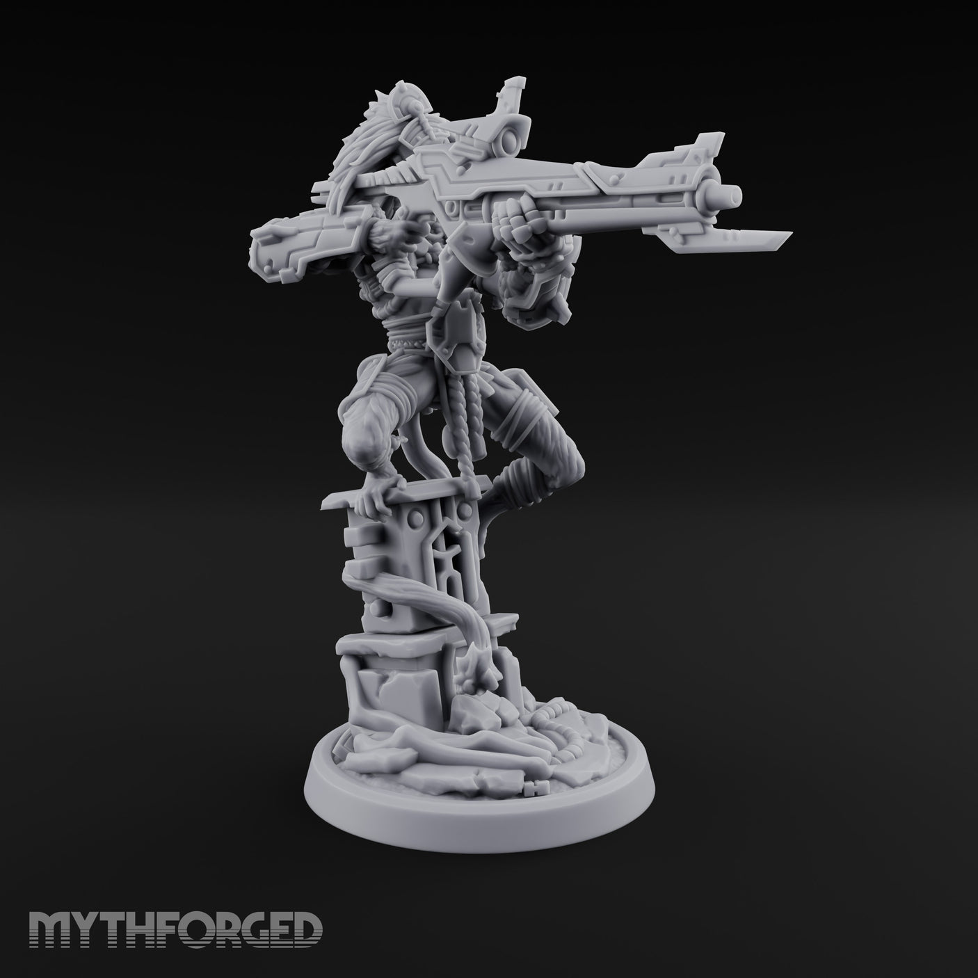 Rifle Levelling Ruin Perching Simian Sniper Miniature for Dungeons and Dragons, Pathfinder or other TTRPGs