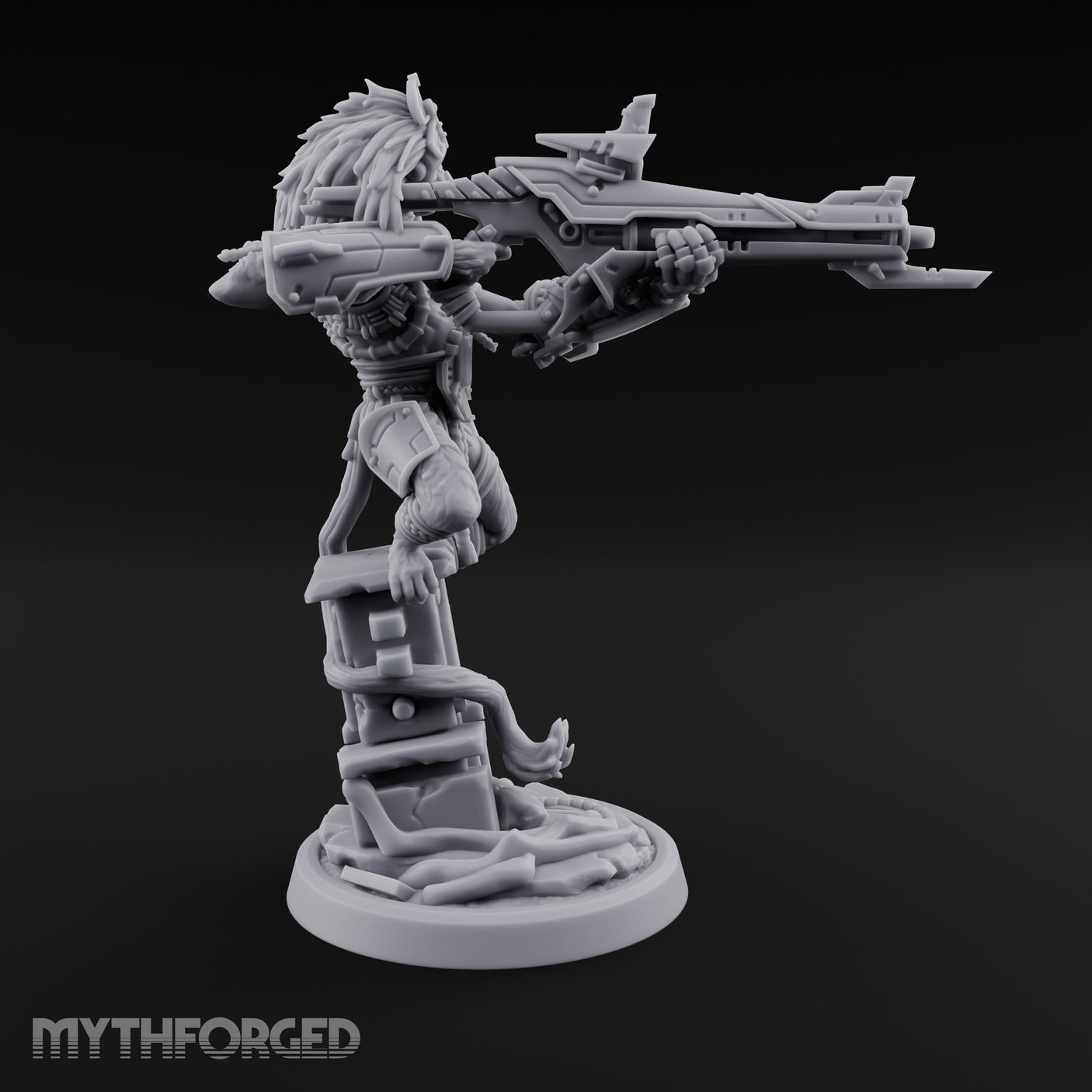 Rifle Levelling Ruin Perching Simian Sniper Miniature for Dungeons and Dragons, Pathfinder or other TTRPGs
