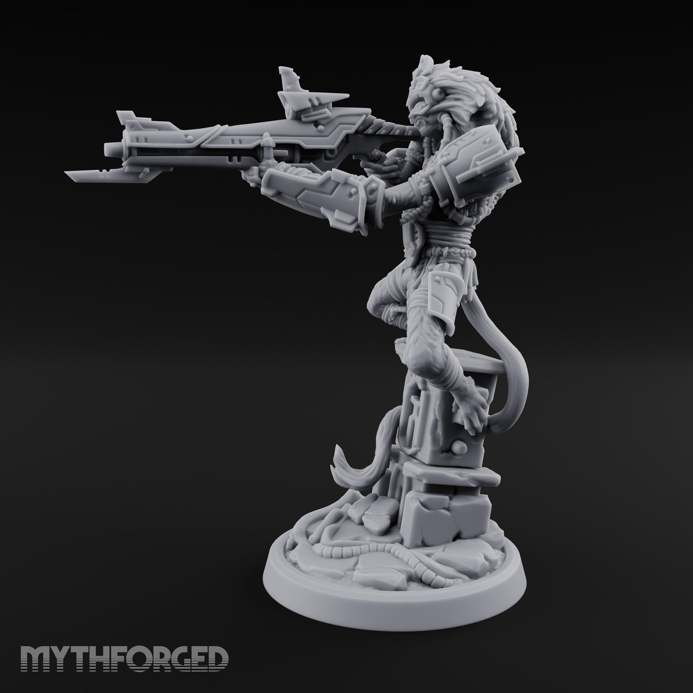 Rifle Levelling Ruin Perching Simian Sniper Miniature for Dungeons and Dragons, Pathfinder or other TTRPGs