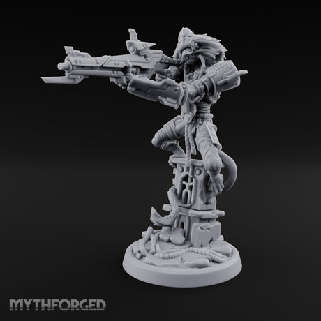 Rifle Levelling Ruin Perching Simian Sniper Miniature for Dungeons and Dragons, Pathfinder or other TTRPGs