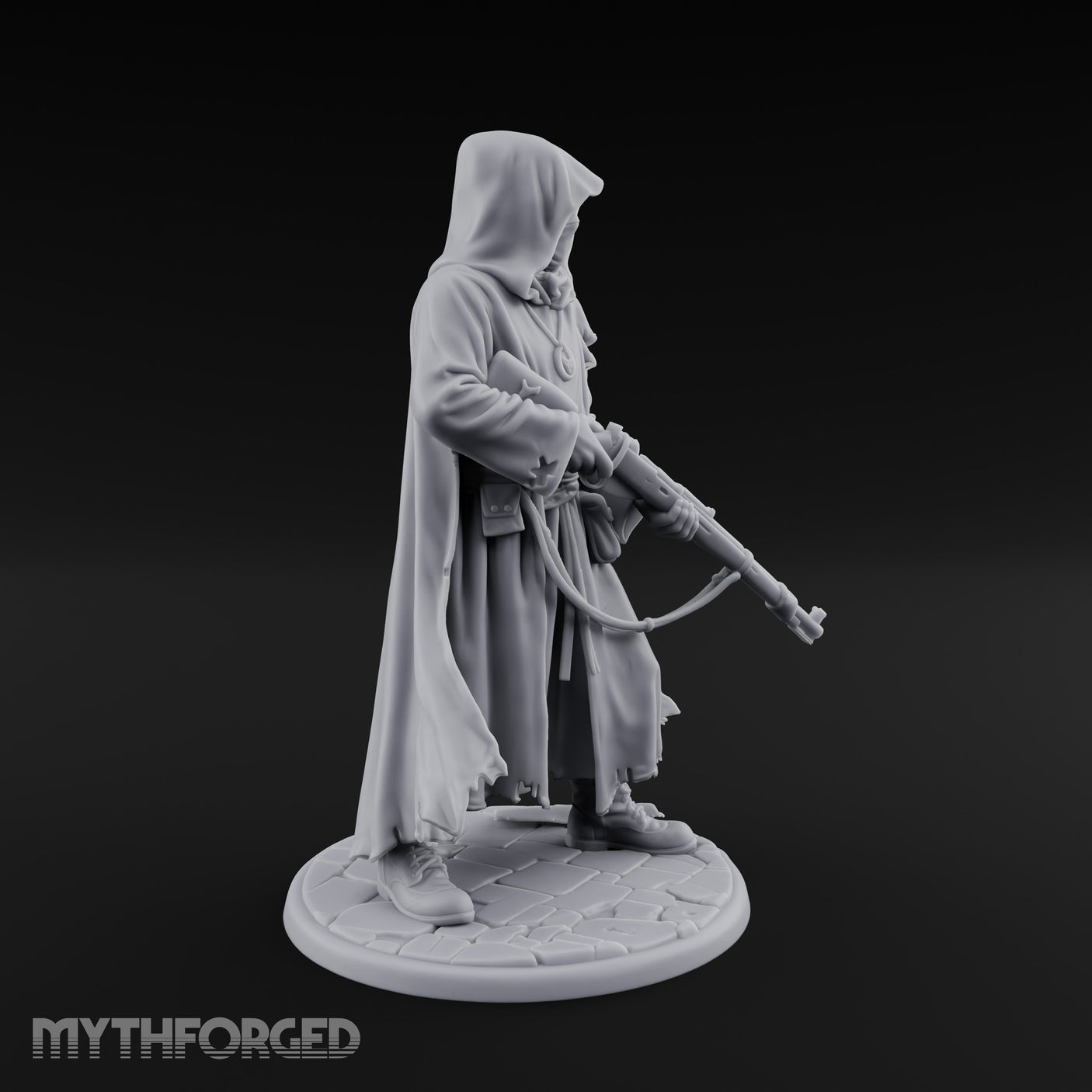 Rifle Lowering Human Cultist Miniature for Dungeons and Dragons, Pathfinder or other TTRPGs