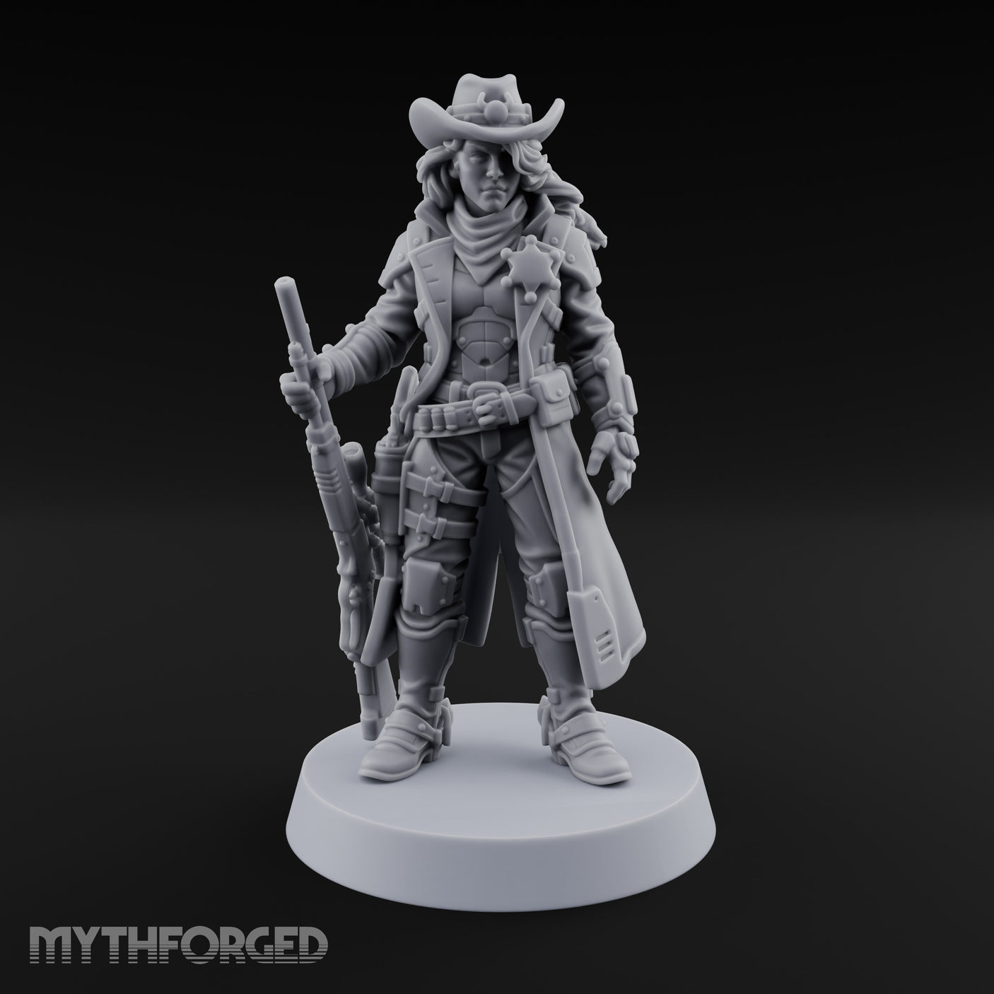 Rifle Resting Human Sheriff Miniature for Dungeons and Dragons, Pathfinder or other TTRPGs