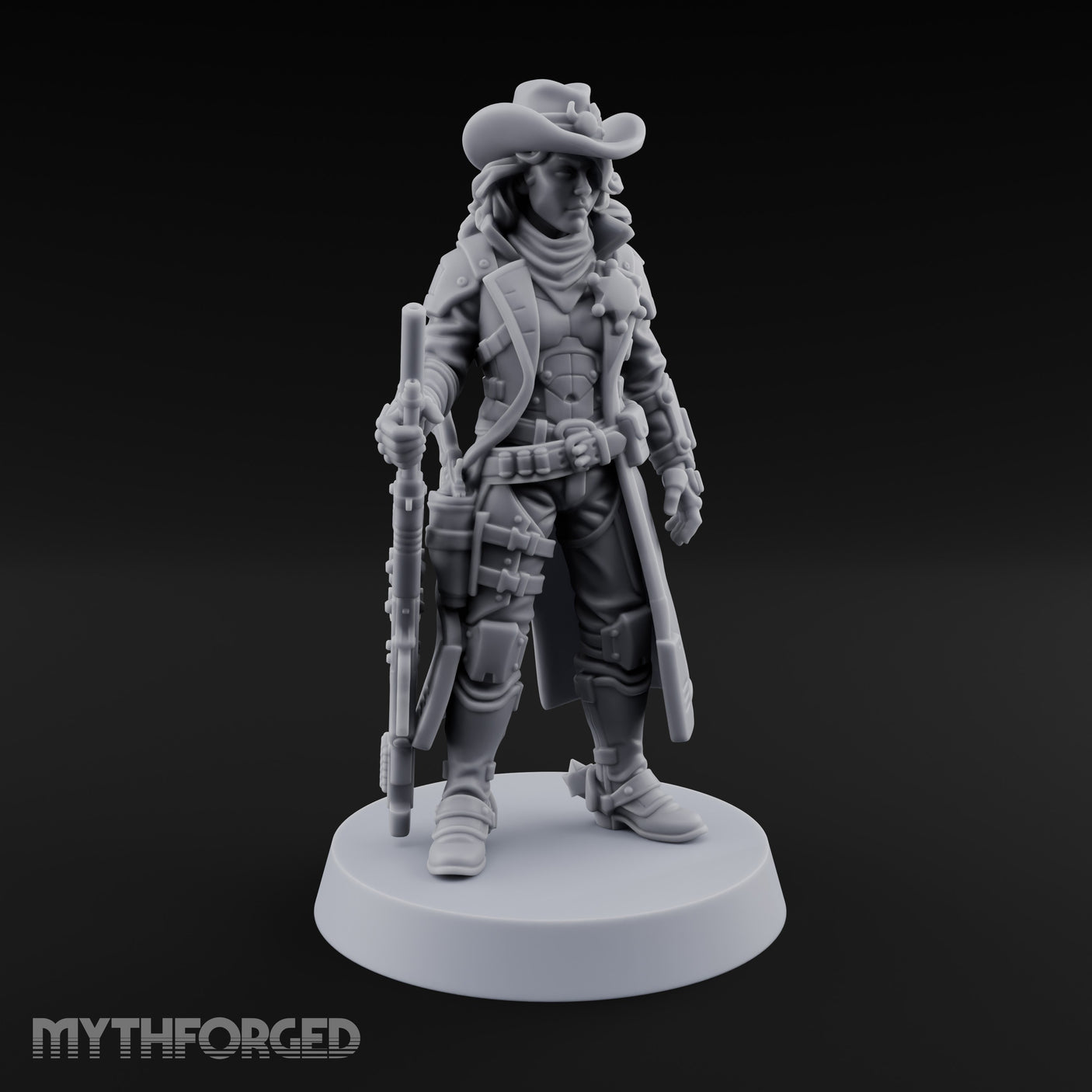 Rifle Resting Human Sheriff Miniature for Dungeons and Dragons, Pathfinder or other TTRPGs