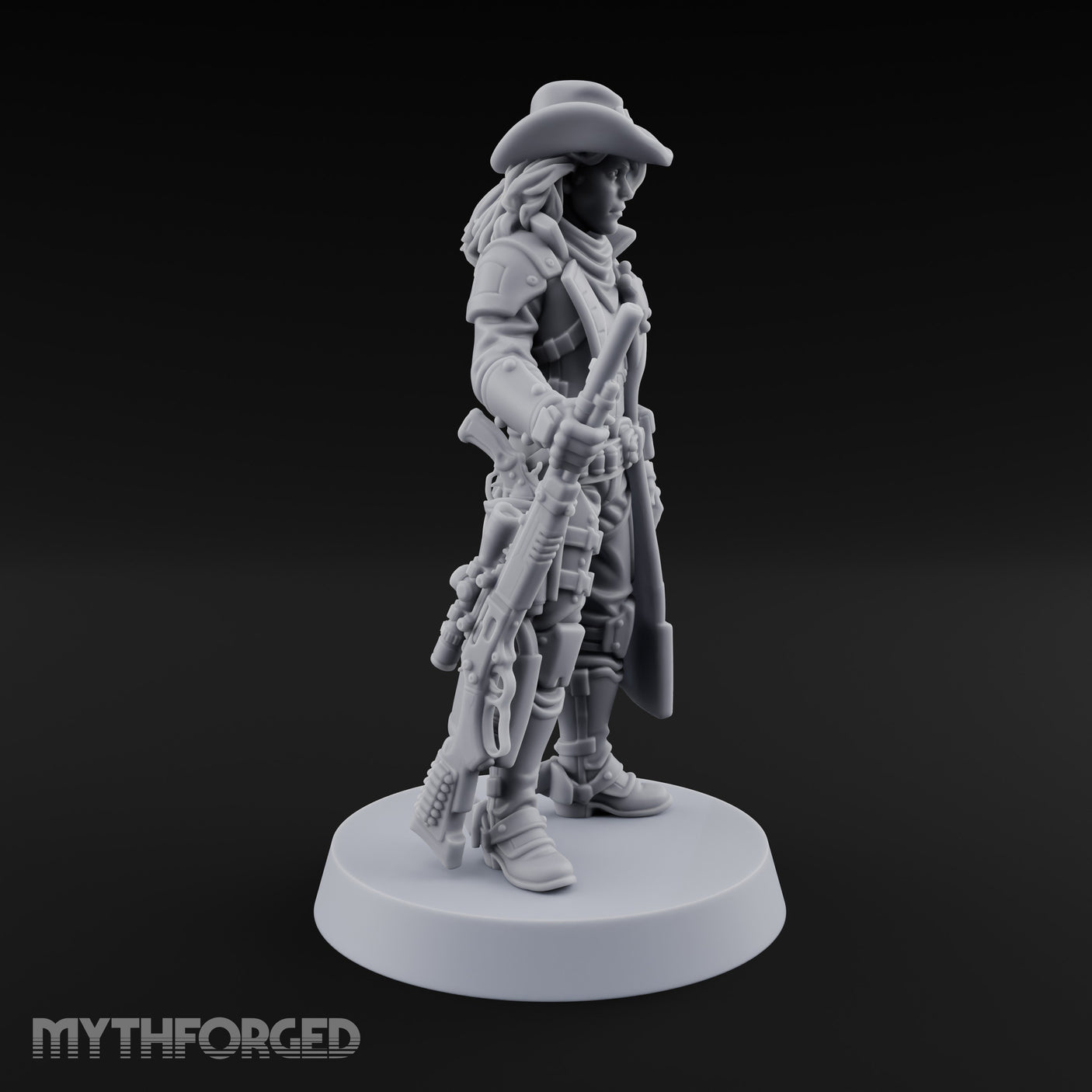 Rifle Resting Human Sheriff Miniature for Dungeons and Dragons, Pathfinder or other TTRPGs