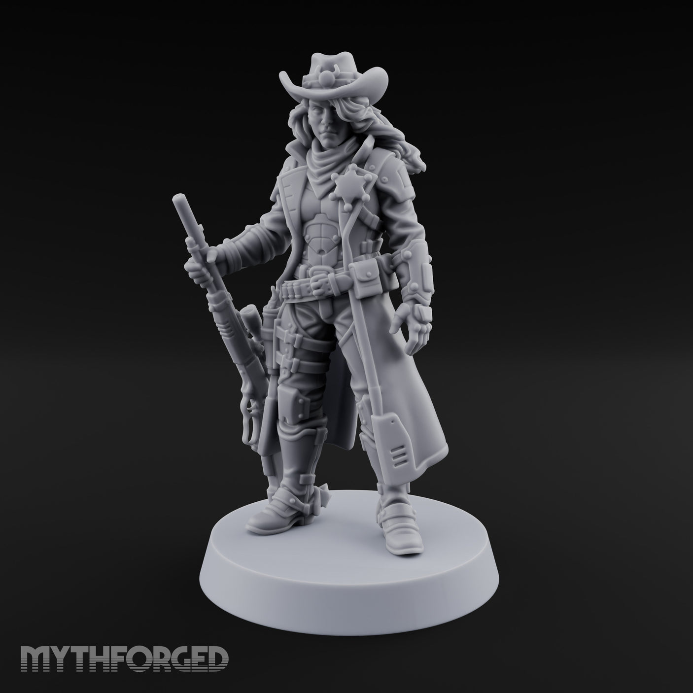 Rifle Resting Human Sheriff Miniature for Dungeons and Dragons, Pathfinder or other TTRPGs