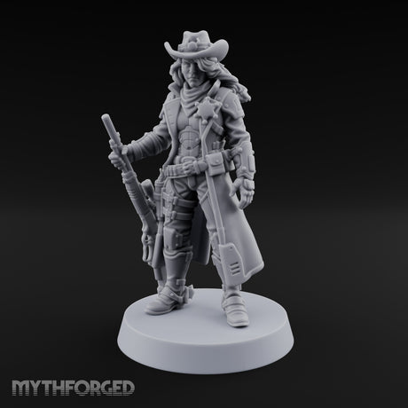 Rifle Resting Human Sheriff Miniature for Dungeons and Dragons, Pathfinder or other TTRPGs