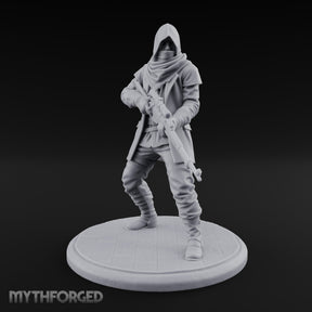 Rifle Stalking Human Resistance Fighter Miniature for Dungeons and Dragons, Pathfinder or other TTRPGs