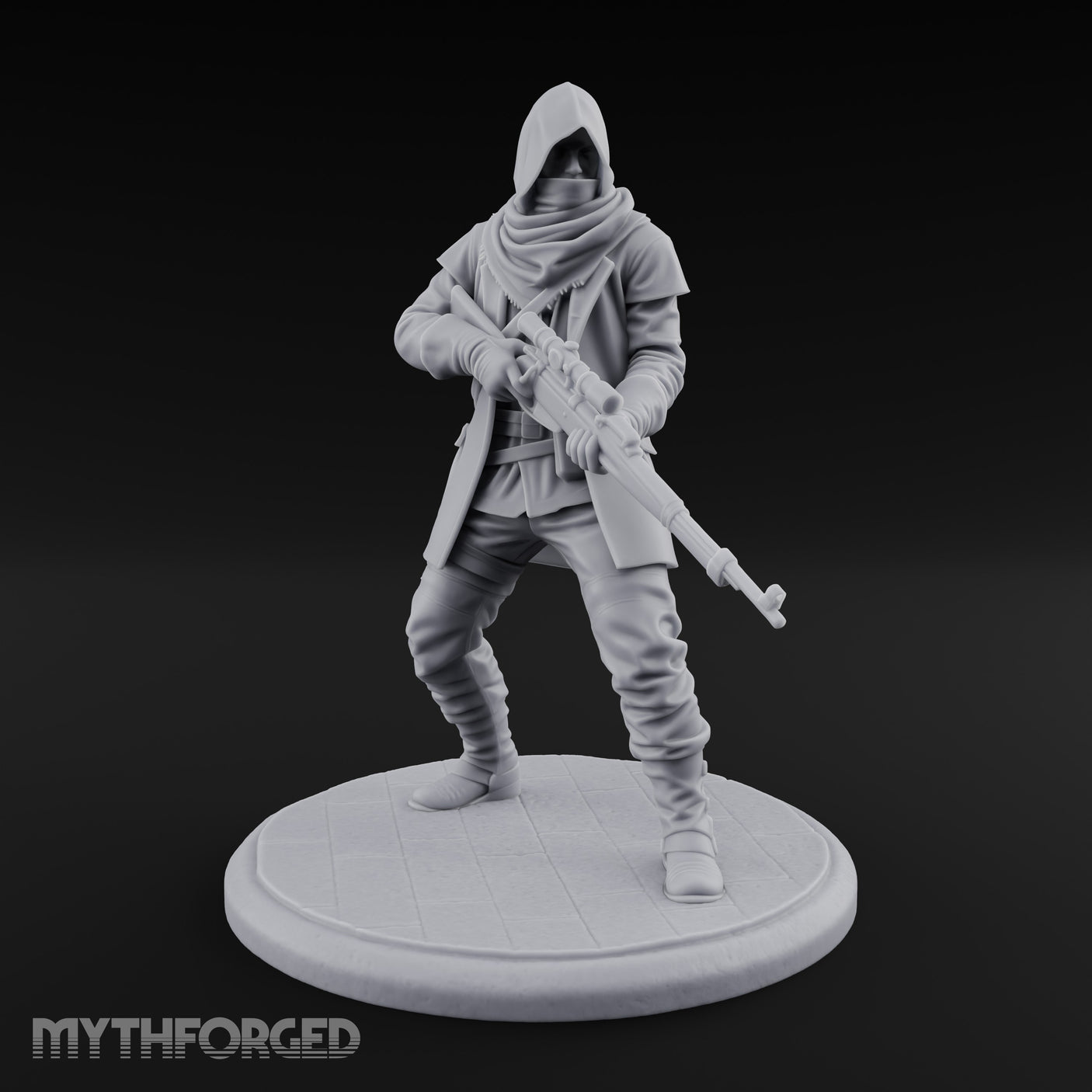 Rifle Stalking Human Resistance Fighter Miniature for Dungeons and Dragons, Pathfinder or other TTRPGs